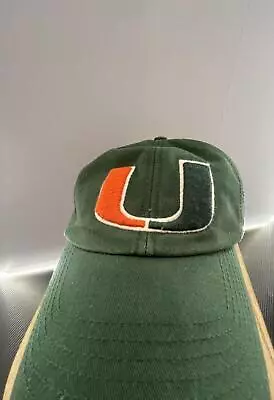 VINTAGE Miami Hurricanes Hat Cap Strap Back Green Orange UM Football Mens • $24.50