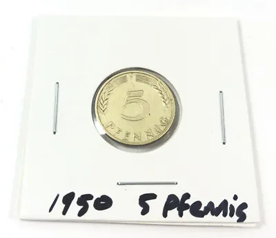 1950 F Germany 5 Pfennig Low Circulated Coin Currency Post WWII 1309 • $99.99