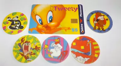 1995 Looney Tunes Tazo's X 5 #11 Pepe 14 Taz 15 Elmer2348 +Tweety Phone Card • $7.15