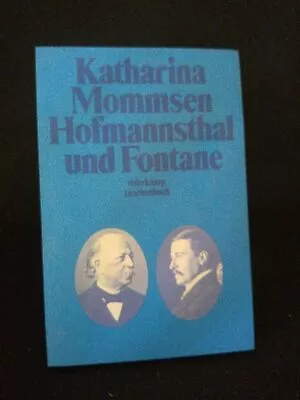 Hofmannsthal And Fontane [new Book] Mommsen Katharina: • $22.16