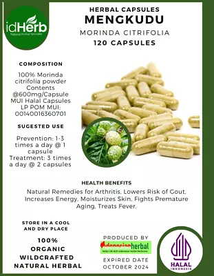 [idHerb] CAPSULES MENGKUDU MORINDA CITRIFOLIA NATURAL ORGANIC HERBAL HERBS • $18