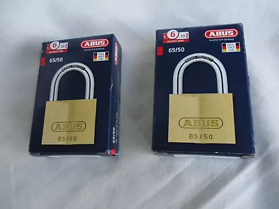 Pair Of Abus 65/50 Brass 50mm Padlocks – Keyed Alike • £18