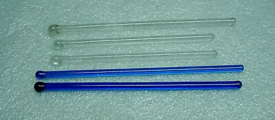 Lot Of 5 Vintage Glass Swizzle Stir Sticks 3 Clear & 2 Cobalt Blue 6  • $7.95