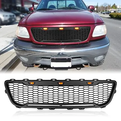 Fits FORD F150 1999-2003 Front Grille Honeycomb Grille Bumper W/ Lights Black • $123.68