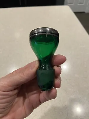 Vintage Glass Green Silver Bottle Stopper 3 1/4” • $10