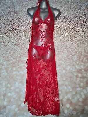 £7 • Buy Red Lace Negligee With Matching G String Size 2XL New Side Tie