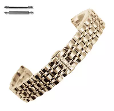 Steel Polished Rose Gold Metal Replacement Watch Band Strap Butterfly Clasp #58 • $19.95