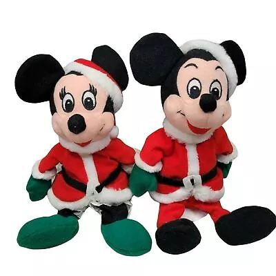 The Disney Store Santa Mickey And Minnie Mini Bean Bag Beanie Plush Tags • $24.99