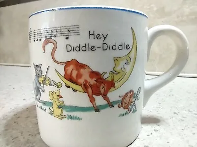 Vtg Nursery Rhyme Mug Hey Diddle Cat Coffee Cup Childrens Song Music • $13.99