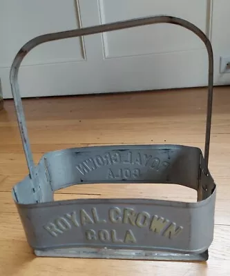 ROYAL CROWN COLA Tote Carrier EMBOSSED Vintage Metal 6-Pack Bottle Carrier • $40