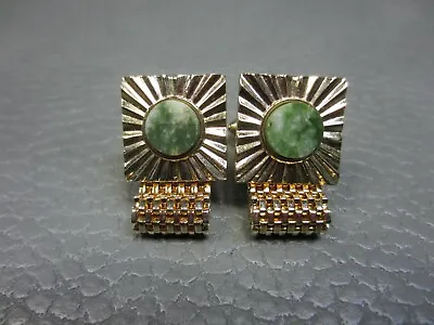 Vintage Jade Wrap Around Yellow Gold Plated Cuff Links  • $19.95