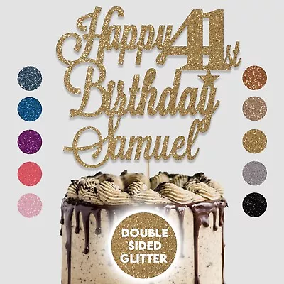 Cake Topper Personalised Happy Birthday Any Age Any Name 40th 50th 60th 70th • £2.65