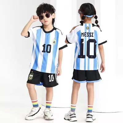 Argentina Messi 2022 World Cup Youth Soccer Jersey Set. Suitable For Children • $16.90