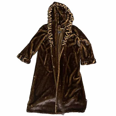 JONES NEW YORK Women Stunning Faux Fur Mink Coat Size XL Caramel Swing • $44.99