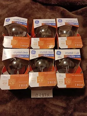 6 GE 40W  Crystal Clear Vanity Globe G25 Bulbs • $20