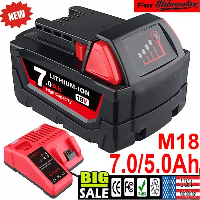 1/2Pack For Milwaukee Battery/Charger M18 18V 5.0AH Extended Lithium 48-11-1890 • $46