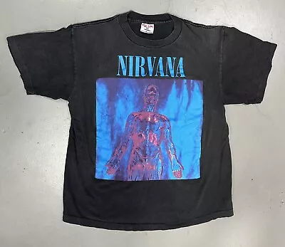 NIRVANA Vintage SOFTEE Tee Jays  *Size L* T-Shirt ~ SLIVER ~ Single Stitch • $700