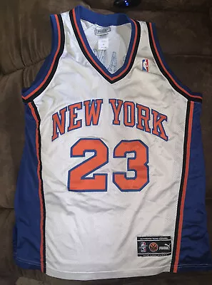 Vintage New York Knicks MARCUS CAMBY #23 Knit Jersey Size 48 PUMA AUTHENTIC • $195