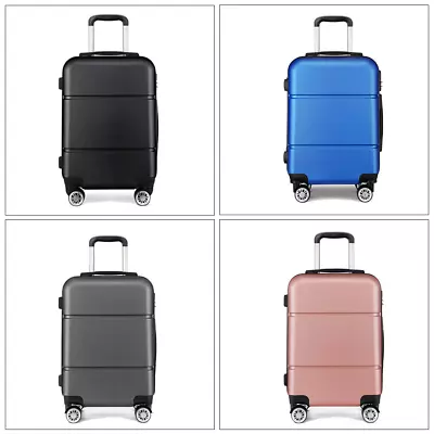 20 Inch Small Cabin Luggage Hard Shell Travel Suitcase Spinner 4 Wheels Case • £23.99