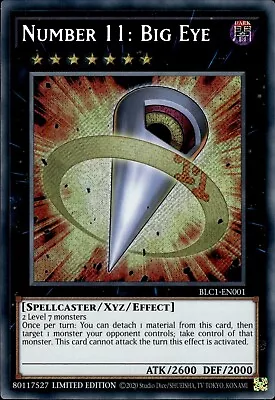 Number 11: Big Eye - Secret Rare Limited Edition BLC1-EN001 - NM - YuGiOh • $7.09