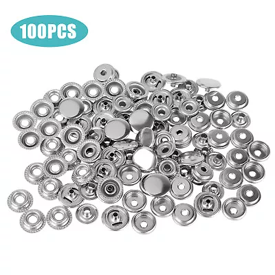 100X Stainless Steel Fastener Snap Press Stud Cover Cap Button Marine Boat Canva • $7.89