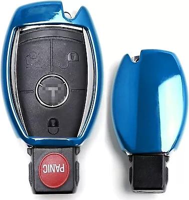 Chrome Blue TPU Key Fob Case For Mercedes C E S M CLA CLK CLS SLK GLK GLA GL Etc • $8.29