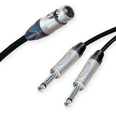 Neutrik Female XLR Split To 2 Dual Mono Jack Cable. Splitter Duplicator Lead 1m+ • £25.77