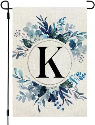 Winter Monogram Letter K Garden Flag 12X18 Inch Double Sided Small For Outside W • $8.22