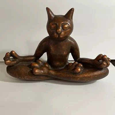 Yoga Meditating Cat Statue  Bronze Toned/ ~13”x9”’ 6.5 Lb. • $54.99