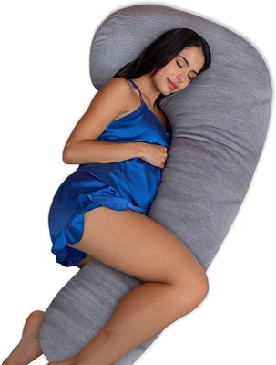 $39.95 • Buy Pharmedoc XL J-Shape Full Body Maternity Pillow, Cooling Cover - Grey