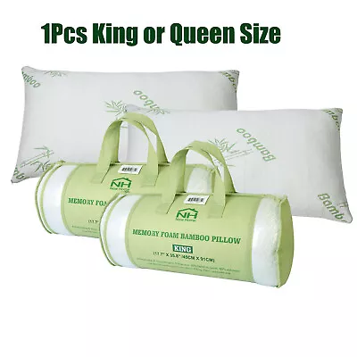Firm Bamboo Fiber Bed Pillow Hypoallergenic Comfort Memory Foam King Queen Size • $30.58