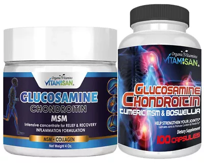 Glucosamine Chondroitin Turmeric MSM Triple Strength Joint Support 2800mg &Cream • $18