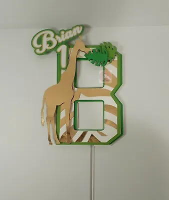 Giraffe Initial Custom Name And Age Cake Topper • $25