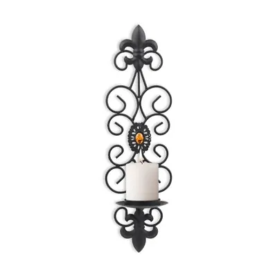 Wrought Iron Holder Vintage Metal Wall Mounted Candlestick • £11.20