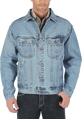 Wrangler Men's Rugged Wear Unlined Denim Jacket Vintage Indigo Large RJK30VI • $38.61