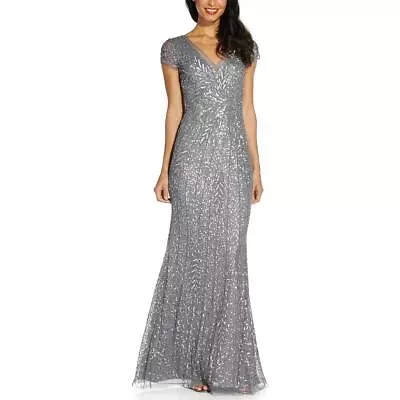 Adrianna Papell Womens Beaded Mermaid Formal Evening Dress Gown BHFO 3237 • $194.99