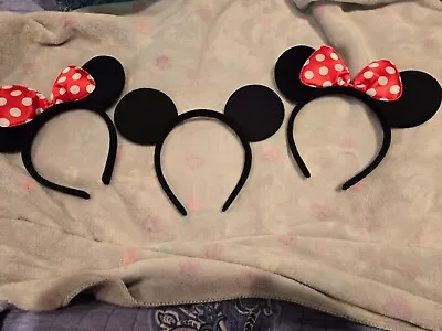 Minnie Mickey Mouse Ears Headbands Black Disney Red Bow Birthday Party • $10