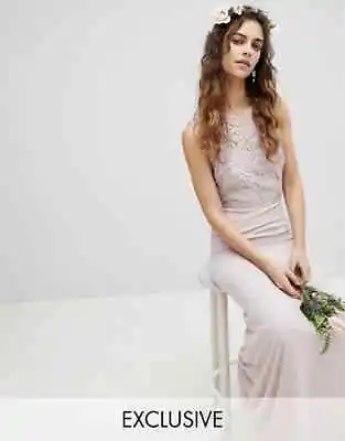 New TFNC Petite Lace Up Back Maxi Bridesmaid Dress Size UK 8 US 4 S • £56.94