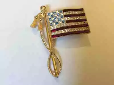 2Ct Lab-Created Red Ruby American Flag Charm Brooch Pin 14K Yellow Gold Plated • $137.69