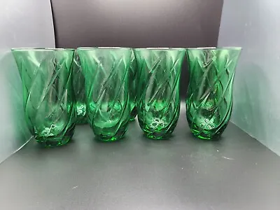 Vintage Anchor Hocking Green Swirl Drinking Glasses • $10