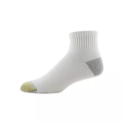 GoldToe Men's White Cotton Ankle Athletic Sock 6 Pair Shoe Size 9-12.5 • $13.97