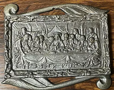 Vintage Last Supper Metal Plaque Picture Jesus Religious Small Wall Art • $9.95