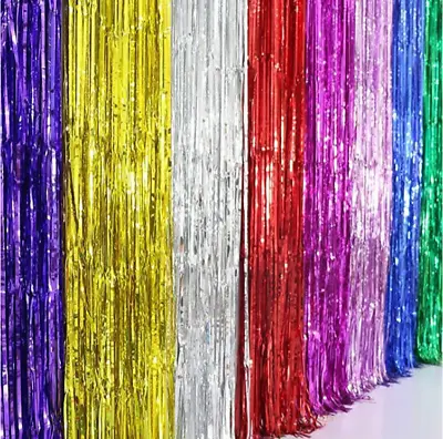 £2.79 • Buy 2m-3m Foil Fringe Tinsel Shimmer Curtain Door Birthday Party Decorations