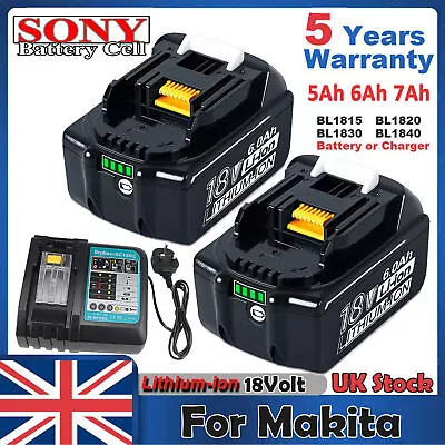 2X For Makita 18 Volt BL1830 LXT Li-ion 6.0Ah Battery BL1850B BL1860B BL1860 New • £17.89