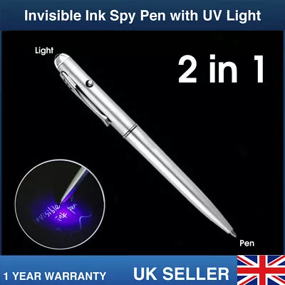 Spy Invisible Ink Pen Security UV Light Magic Marker Secret Message Party Bag UK • £3.49