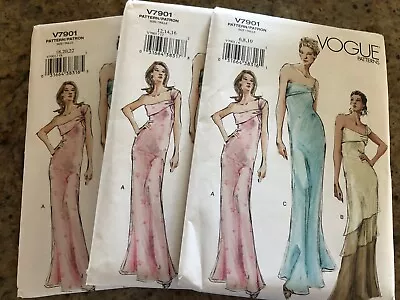 🌹vogue #v7901-ladies Stunning Bias Cut Evening Gown Pattern 6-10/12-16/18-22 Ff • $13.29