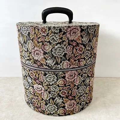 Vintage Munro Carry All Travel Case Hat Wig Box Train Case Floral Tapestry 13  • $29.99
