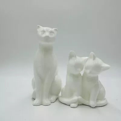 Coalport Cat Figurines England White Glossy Bisque Moments Kitties Vintage  • £82.04