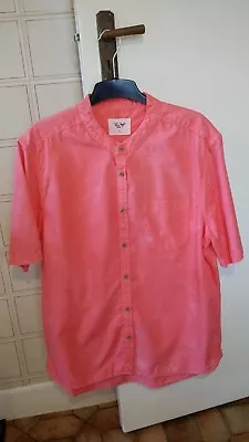 £9.99 • Buy Mens Salmon Pink ‘Acid Dye’ Short Sleeve Shirt, Cedar Wood State, UK Large