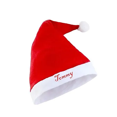 £5.29 • Buy Personalised Red Xmas Santa Claus Hat Custom Luxury Plush Christmas Cap Gift